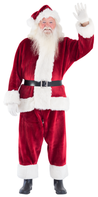 Transparent Jolly Santa Waving Wearing Traditional Red Suit - Download Free Stock Videos Pikwizard.com