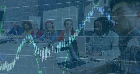 Diverse Team Analyzing Financial Growth with Technology Interface Overlay - Download Free Stock Images Pikwizard.com