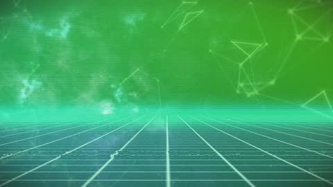 Futuristic Network and Grid on Green Backdrop Animation