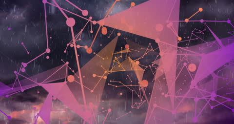 Abstract Network Connections on Stormy Background