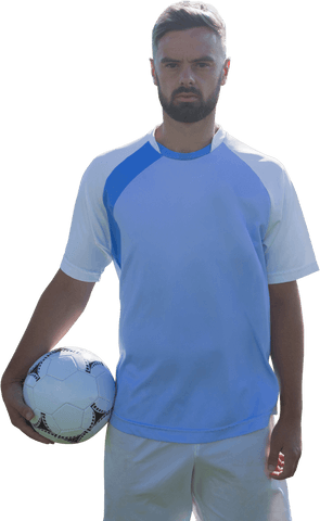 Caucasian Footballer Holding Ball Isolated Transparent Background