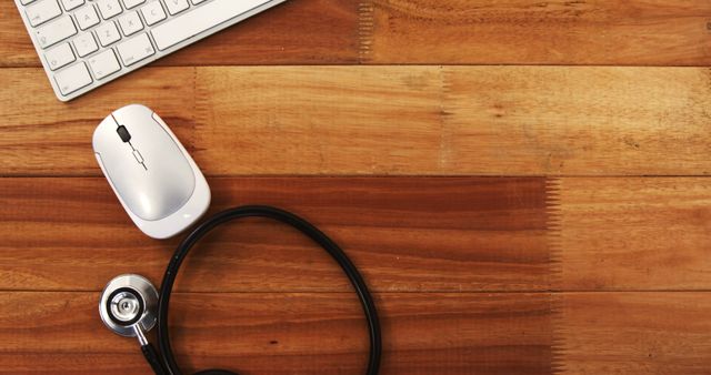 Stethoscope and Computer on Wooden Desk - Download Free Stock Images Pikwizard.com