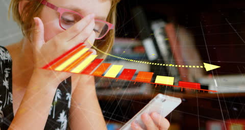 Child Viewing Declining Data on Phone in Digitally Enhanced Image