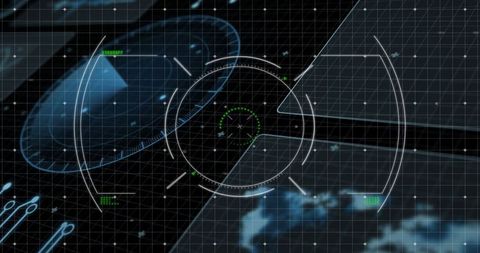 Futuristic digital hud interface with navigation elements