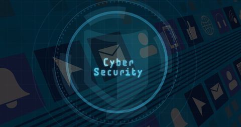 Cybersecurity Digital Icons on Blue Background Design - Download Free Stock Images Pikwizard.com