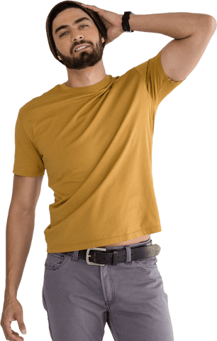 Transparent Background Portrait of Confident Bearded Man in Casual Wear