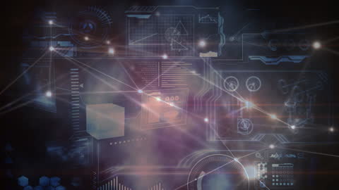 Futuristic Digital Interface with Holographic Data Visualization