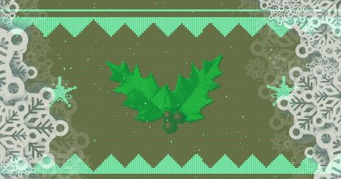 Festive Christmas Digital Pattern Vibrant Green Background