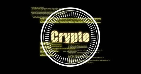 Cryptocurrency themes with digital code background