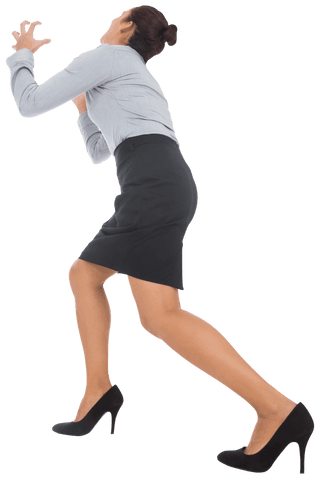 Furious Businesswoman Seen from Behind on Transparent Background