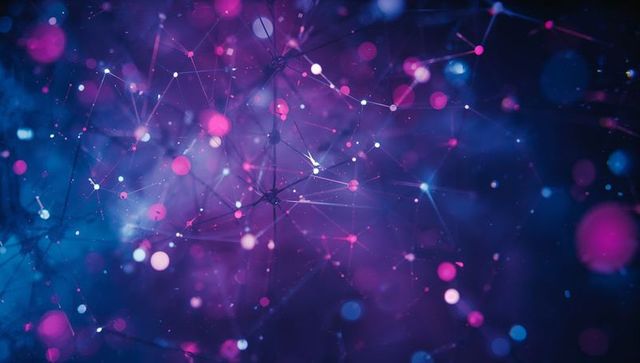Glowing Network of Nodes and Lines with Bokeh Particles