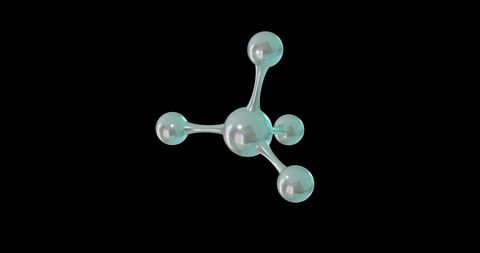 3D Molecular Model Against Black Background