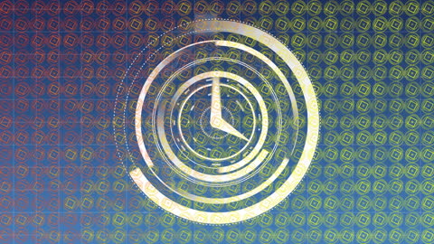 Animated Concept of Time and Technology, Moving Squares Clock Motif