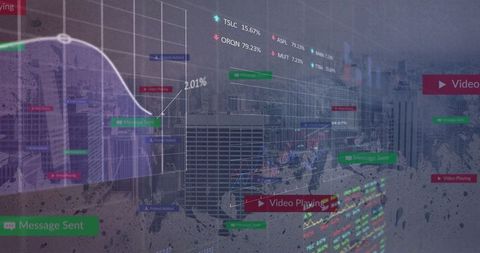 Financial Analytics Dashboard on City Urban Skyline