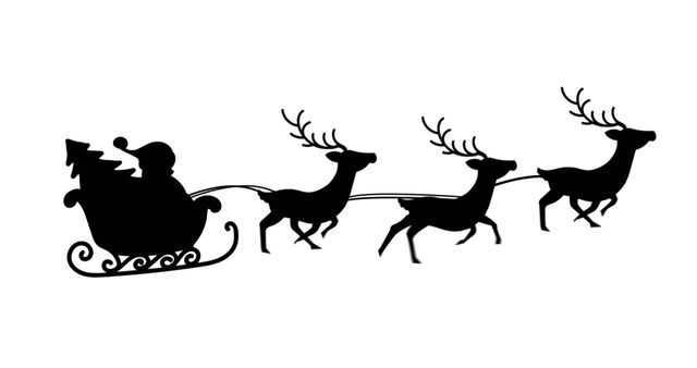 Santa Claus Silhouette with Reindeer on Sleigh - Download Free Stock Images Pikwizard.com