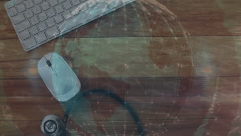 Digital Globe Collage with Stethoscope and Technology Elements