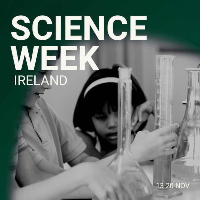 This visual shows diverse schoolchildren participating in Science Week Ireland, focusing on STEM education and hands-on learning. It can be used to promote educational events, science programs for schools, and diversity in STEM fields. Ideal for websites, brochures, and social media posts encouraging science education and extracurricular engagement among young learners.