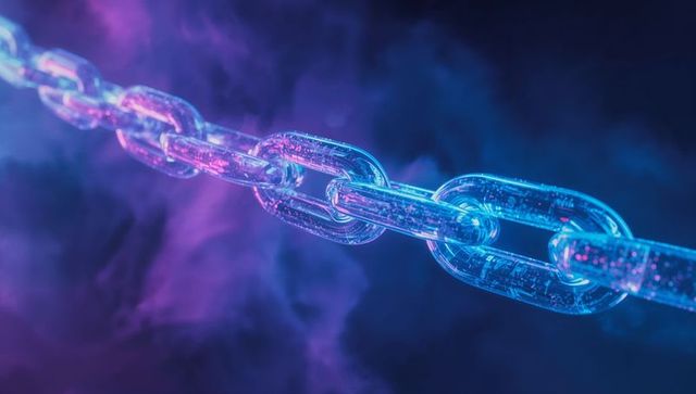 Futuristic Digital Linkage with Neon Glowing Circuitry