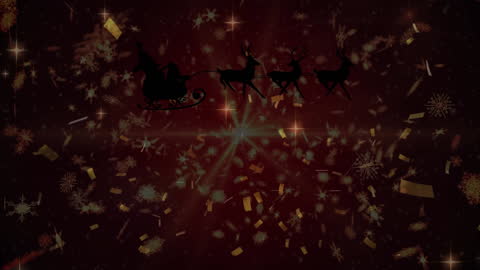 Christmas Twilight with Sparkling Falling Stars and Santa