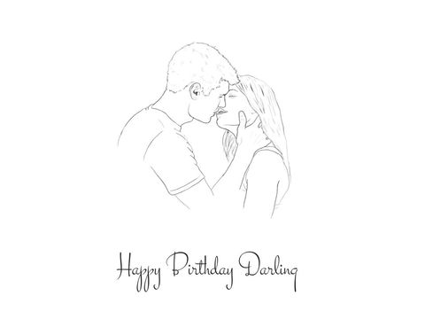 Romantic Couple's Birthday Sketch with Tender Wish - Download Free Stock Templates Pikwizard.com