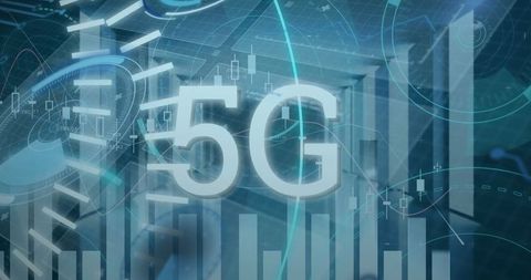 Futuristic 5g network with digital interface elements