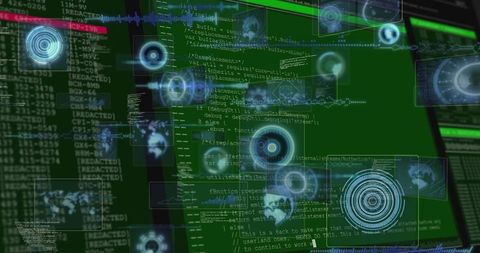 Futuristic holographic hud over data interface