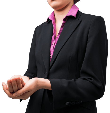 Businesswoman Holding Hands Out Transparent Background