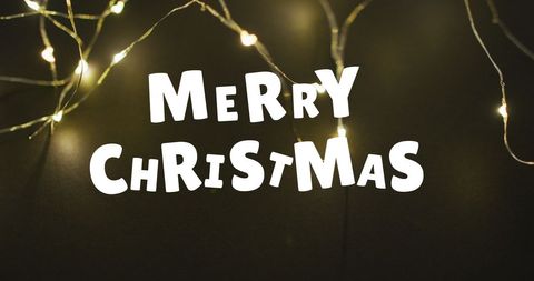 Merry Christmas Greeting with Twinkling Fairy Lights