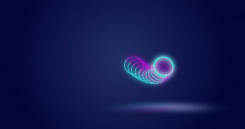 Futuristic holographic loops with neon effect on dark background