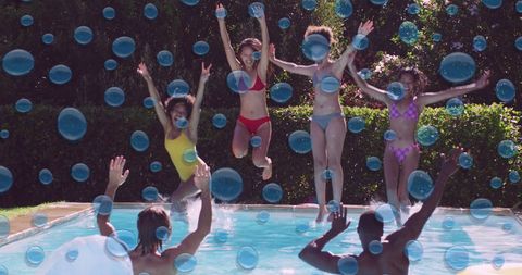 Family and Friends Enjoying Summer Pool Fun - Download Free Stock Images Pikwizard.com