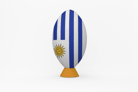 Transparent Rugby Ball With Uruguay Flag on White Background