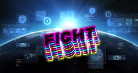 Futuristic Fight Animation with Digital Interface