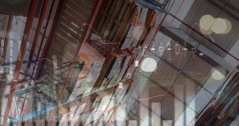 Futuristic Financial Data in Warehouse Atmosphere