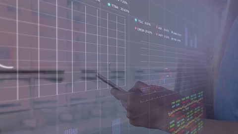 Woman with Mobile Phone Analyzing Data in Modern Office