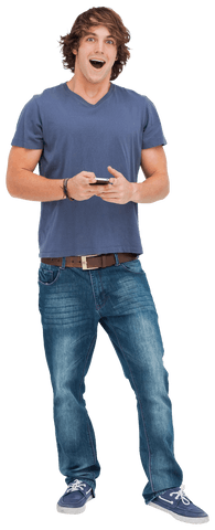 transparent enthusiastic young student holding smartphone - Download Free Stock Videos Pikwizard.com