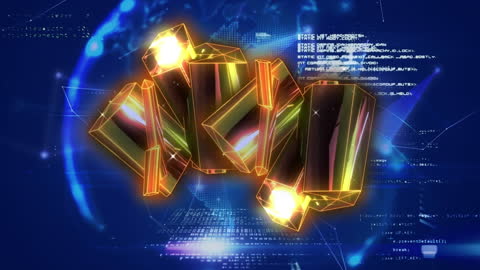 Glowing 3D Blocks in Digital Tech Sphere with Data Code