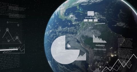 Global Data Processing with Spinning Earth in Space - Download Free Stock Images Pikwizard.com