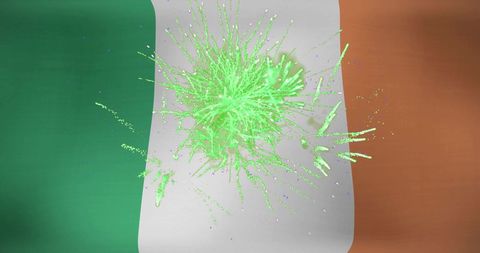 Festive fireworks exploding over irish flag