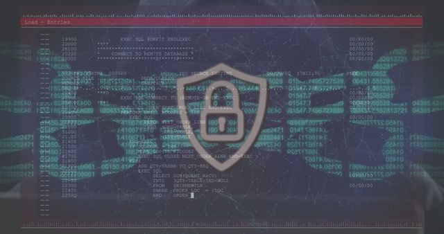 Security chain and padlock icons over screen with data processing against male hacker using computer. cyber security and technology concept
