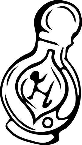 Abstract vessel with human silhouette on transparent background