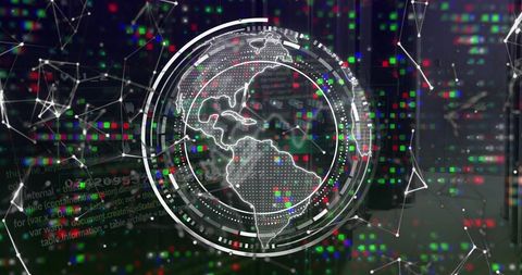 Globe with Data Overlay Representing Global Technology Network - Download Free Stock Images Pikwizard.com