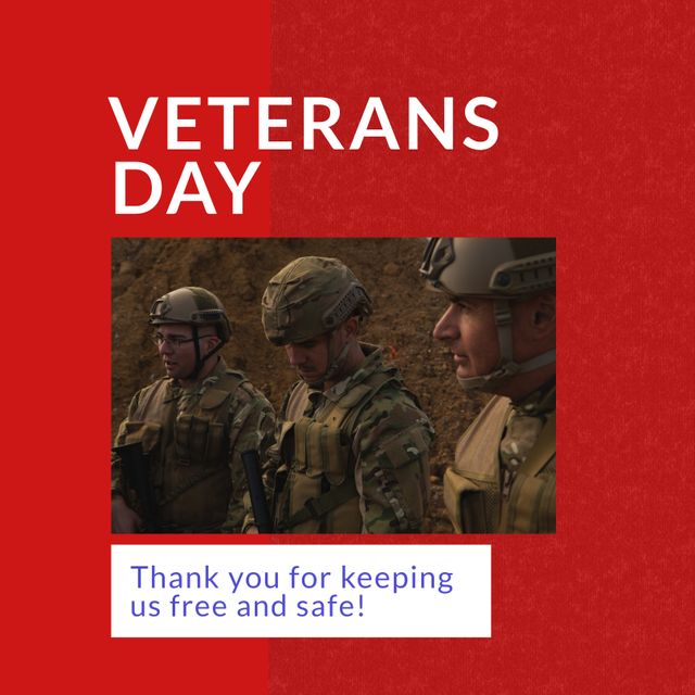 Veterans Day Tribute with Soldiers Wearing Combat Gear - Download Free Stock Templates Pikwizard.com