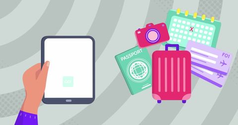 Digital Travel Prep with Tablet and Travel Essentials - Download Free Stock Images Pikwizard.com