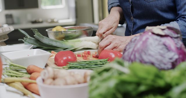 Person Chopping Fresh Vegetables in Kitchen for Healthy Meal Preparation - Download Free Stock Images Pikwizard.com