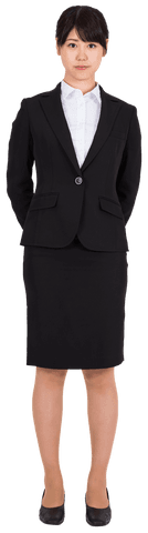 Transparent Image: Attentive Asian Businesswoman in Professional Attire