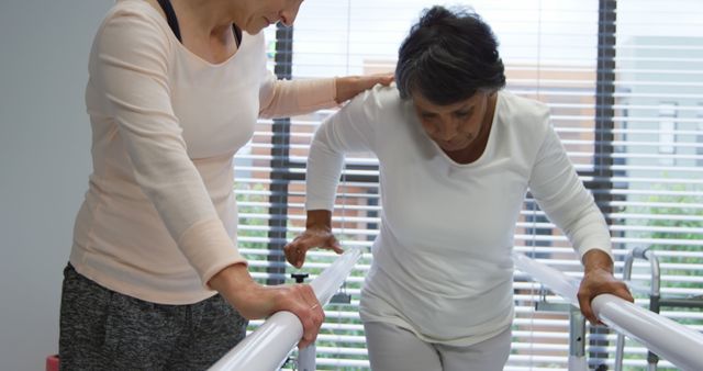 Physical Therapist Assisting Senior Woman During Rehab Session - Download Free Stock Images Pikwizard.com