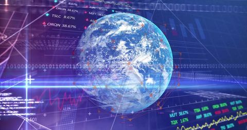 Global Finance and Data Processing with Earth and Digital Elements - Download Free Stock Images Pikwizard.com