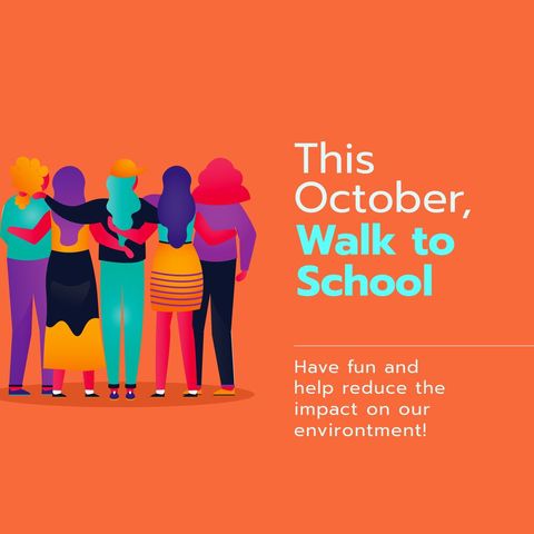 promoting walk to school initiative this october - Download Free Stock Templates Pikwizard.com