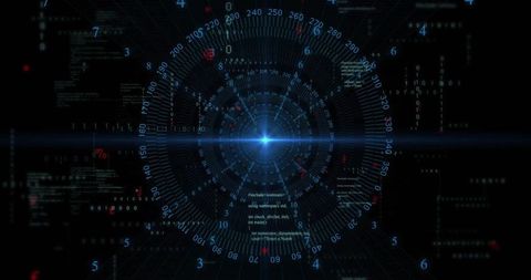 Futuristic Data Visualization Interface with Digital Matrix