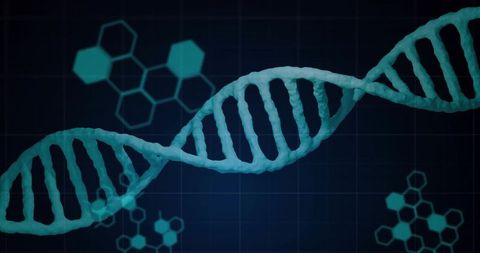 Futuristic DNA Strand Illustration with Scientific Elements